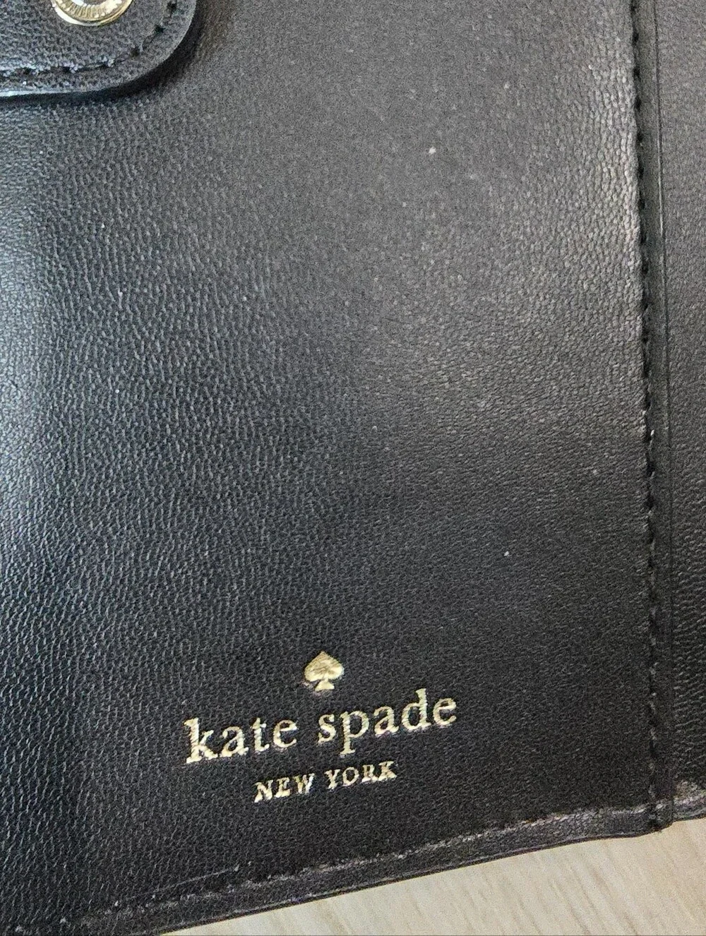 Kate Spade New York Black Pebbled Leather Credit Card ID Window Bifold Wallet